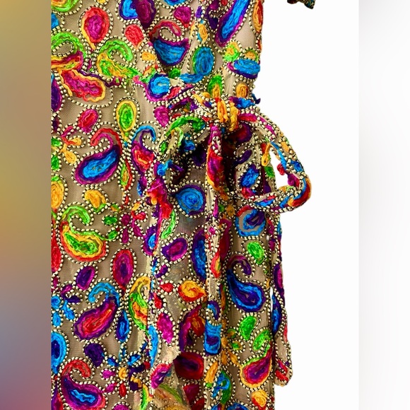 Groovy Tularosa Maxi Dress Revolve Huntley Maximalist Embroidered Rainbow Nude - Picture 9 of 12